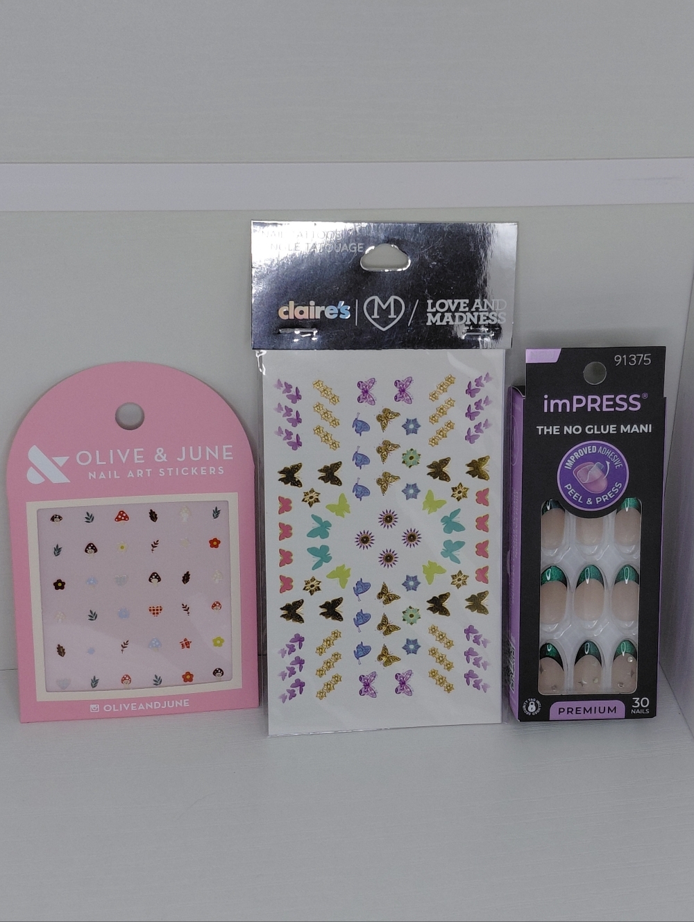 NWT imPRESS Press-On Nails, Olive&June Nail Art Stickers, Claire's Nail Tattoos